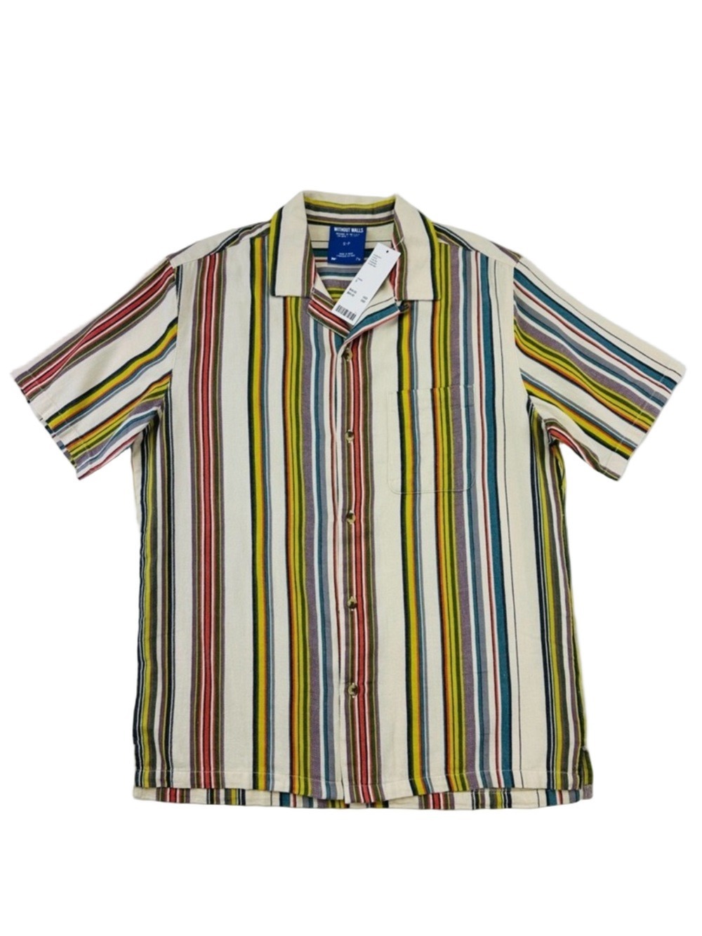 Mens short sleeve cotton shirt NEW with tags Striped Small collar button down
